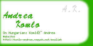 andrea komlo business card